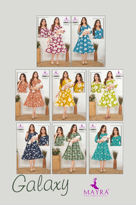 Galaxy 111225 Mayra Reyon Feeding Kurtis Exporter India