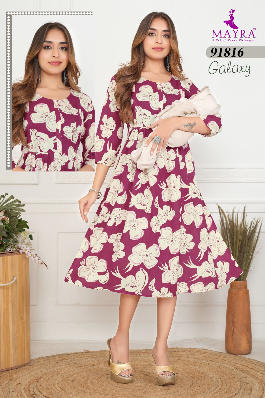 Galaxy 111225 Mayra Reyon Feeding Kurtis Exporter India