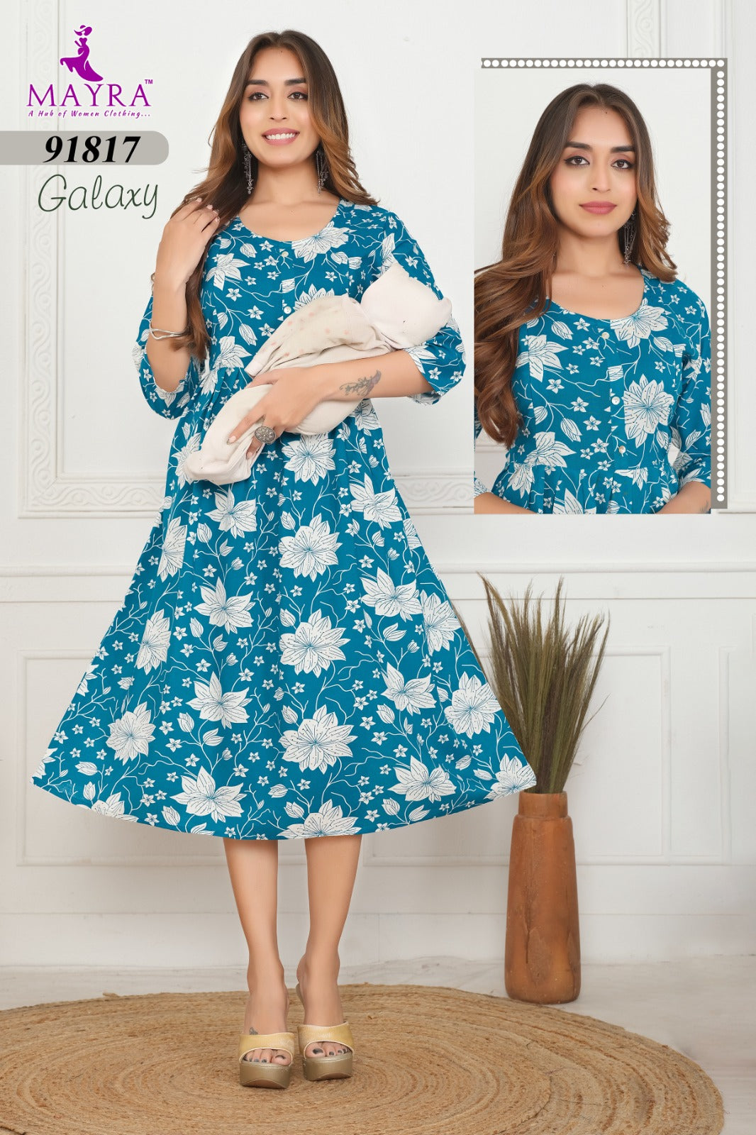 Galaxy 111225 Mayra Reyon Feeding Kurtis Exporter India