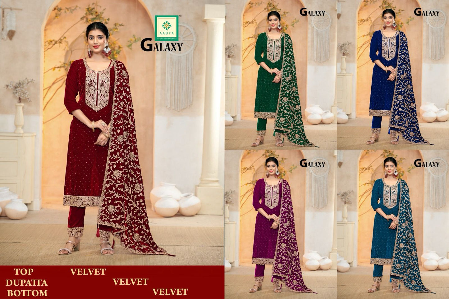 Galaxy Aadya Velvet Suits Wholesaler Gujarat