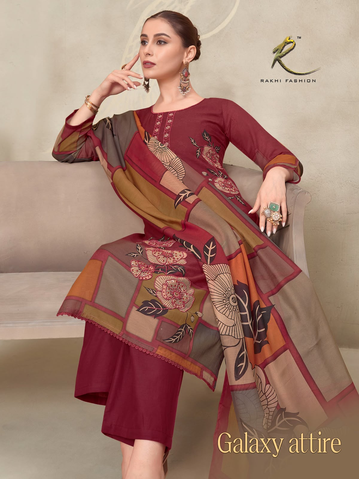 Galaxy Attire 73484 Rakhi Fashion Bemberg Pant Style Suits Manufacturer Gujarat