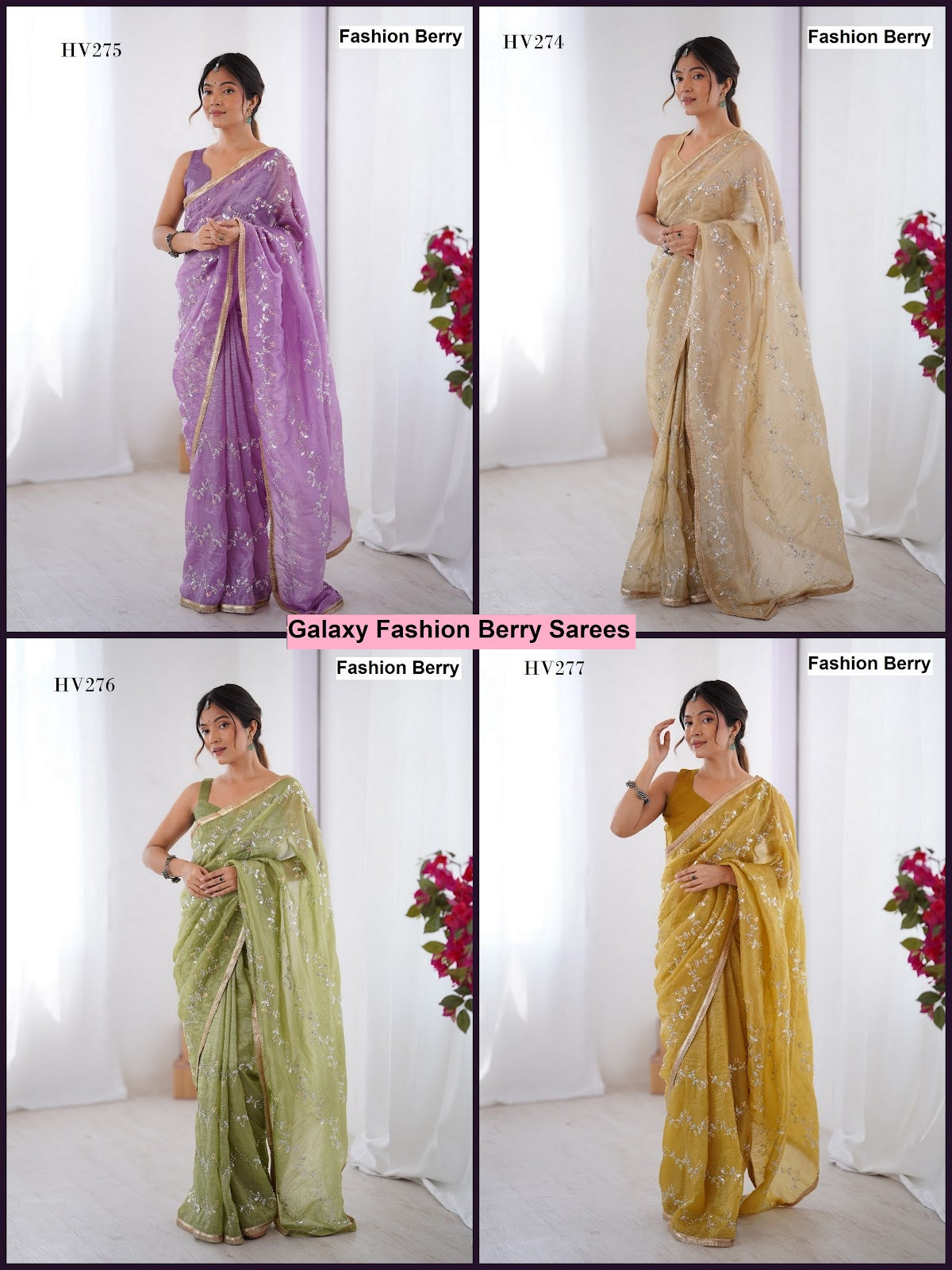 Galaxy Fashion Berry Sarees Wholesale