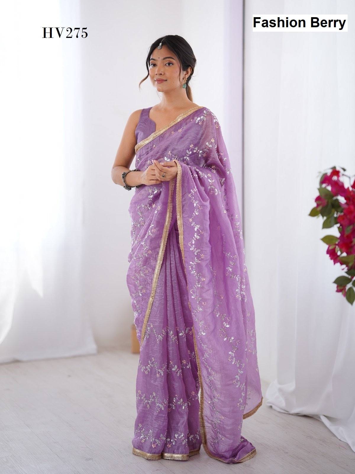 Galaxy Fashion Berry Sarees Wholesale