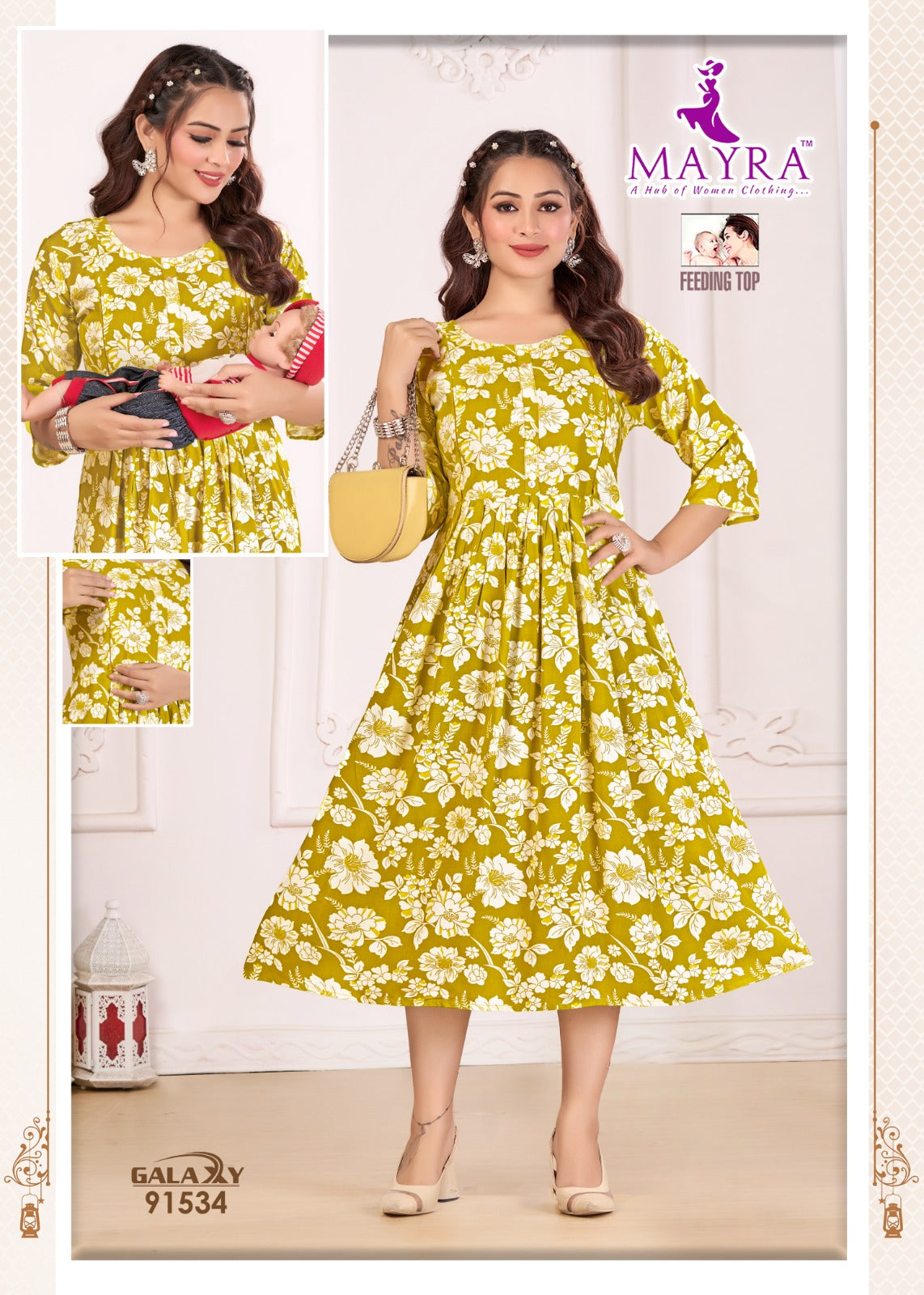Galaxy Mayra Reyon Feeding Kurtis Supplier Ahmedabad