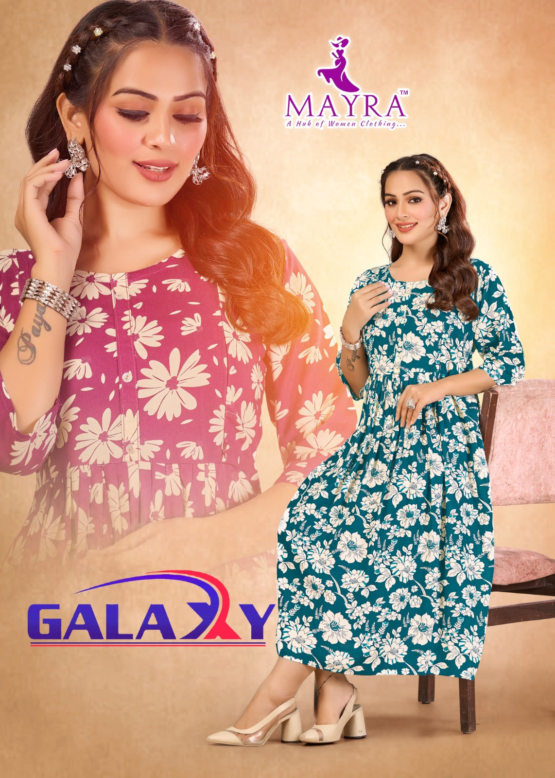 Galaxy Mayra Reyon Feeding Kurtis Supplier Ahmedabad
