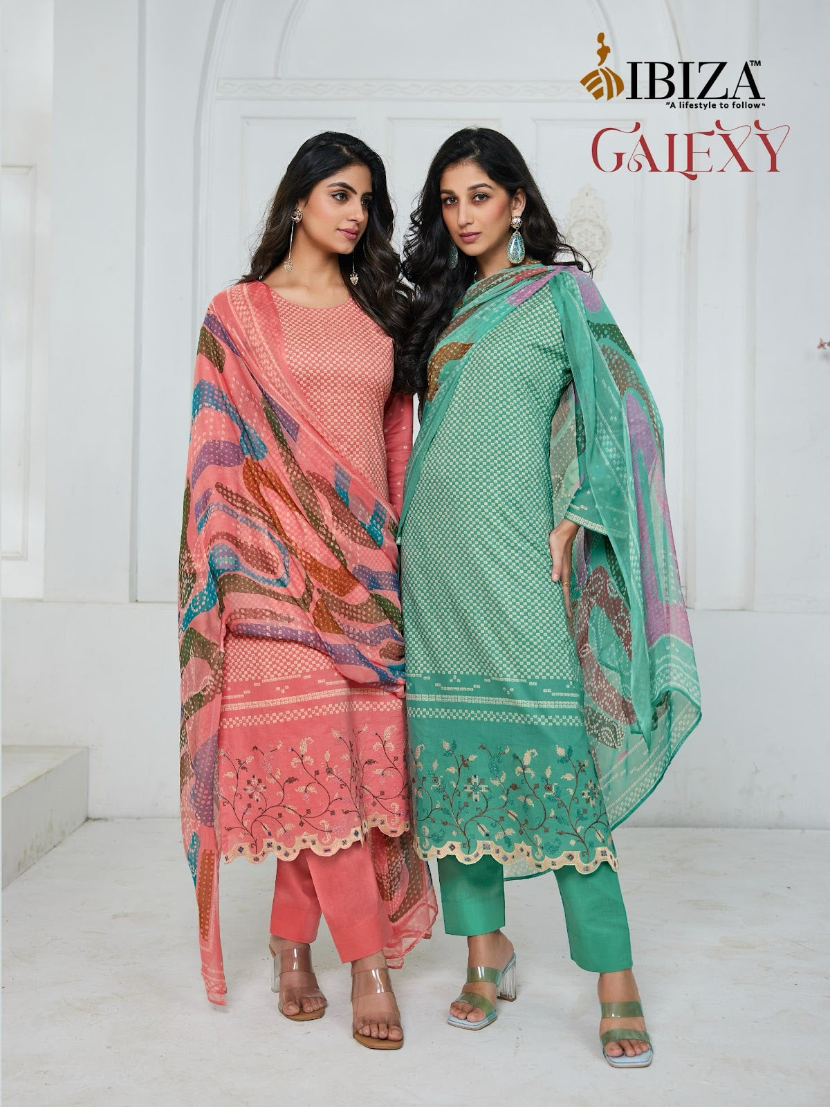 Galexy Ibiza Cambric Cotton Pant Style Suits Supplier India