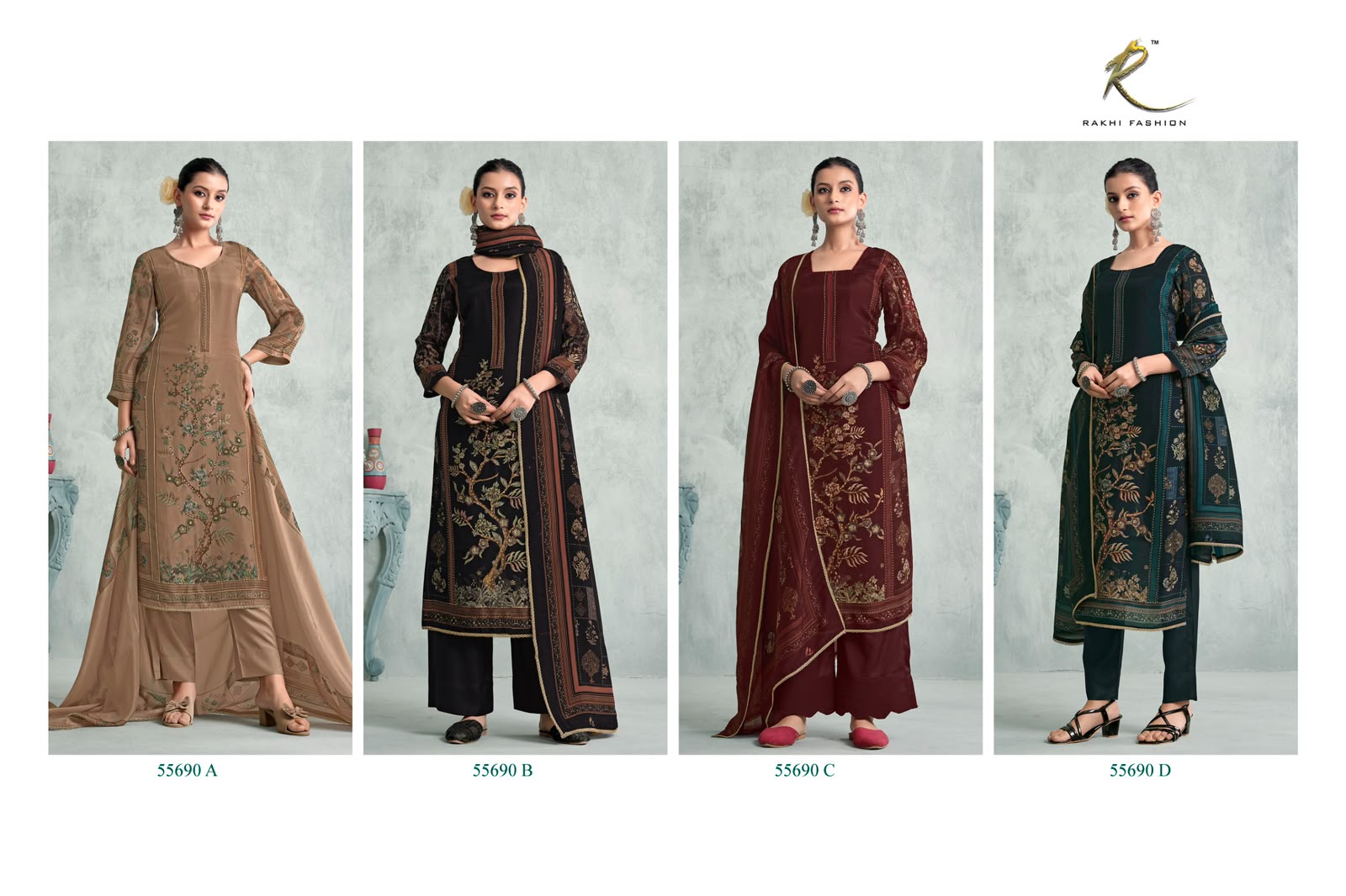 Gallan Dil Di Rakhi Fashion Bemberg Silk Pant Style Suits Supplier India