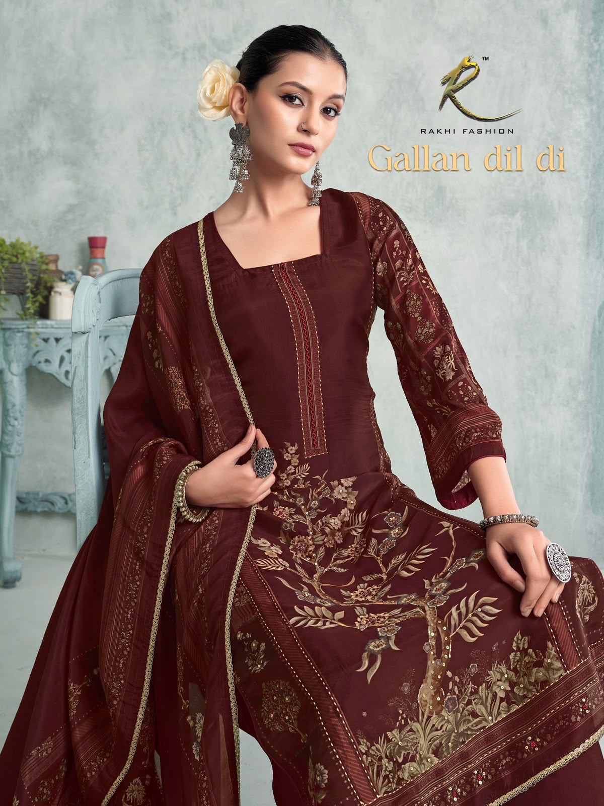 Gallan Dil Di Rakhi Fashion Bemberg Silk Pant Style Suits Supplier India