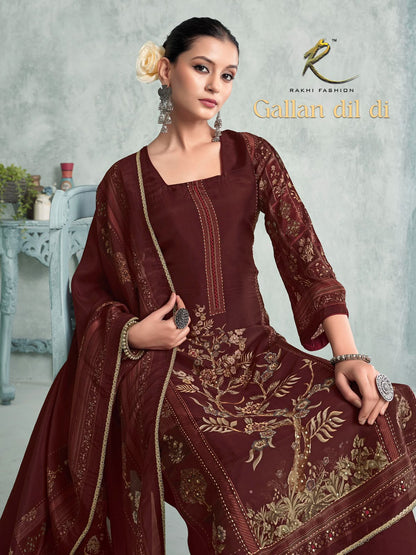 Gallan Dil Di Rakhi Fashion Bemberg Silk Pant Style Suits Supplier India