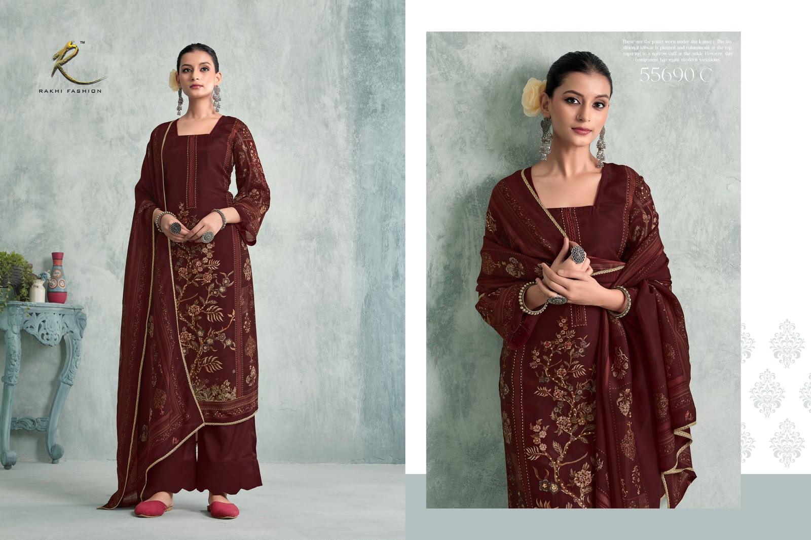 Gallan Dil Di Rakhi Fashion Bemberg Silk Pant Style Suits Supplier India