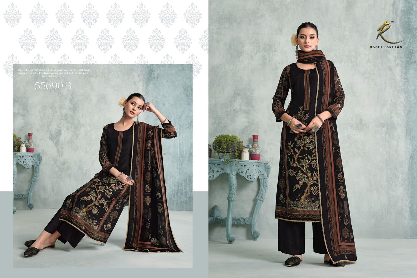 Gallan Dil Di Rakhi Fashion Bemberg Silk Pant Style Suits Supplier India