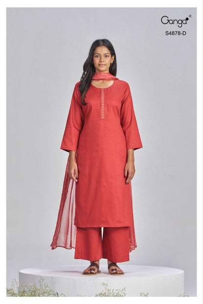 Gamini S4878 Ganga Cotton Satin Pant Style Suits Wholesaler