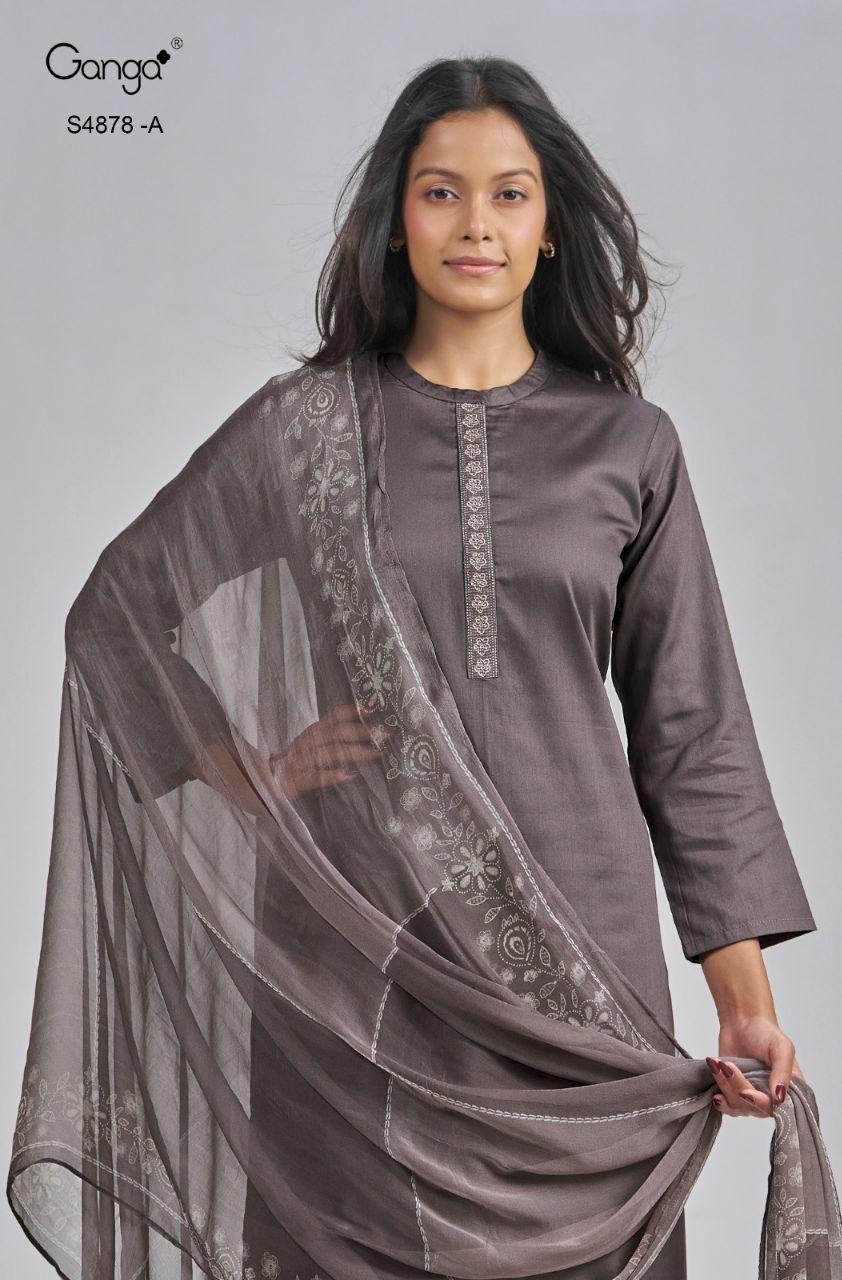Gamini S4878 Ganga Cotton Satin Pant Style Suits Wholesaler