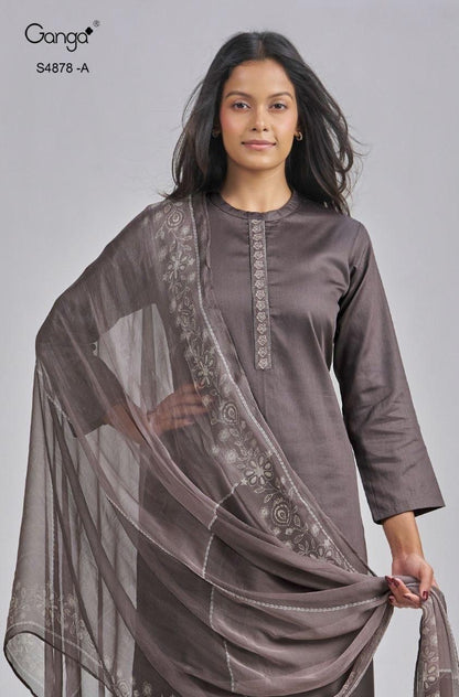 Gamini S4878 Ganga Cotton Satin Pant Style Suits Wholesaler