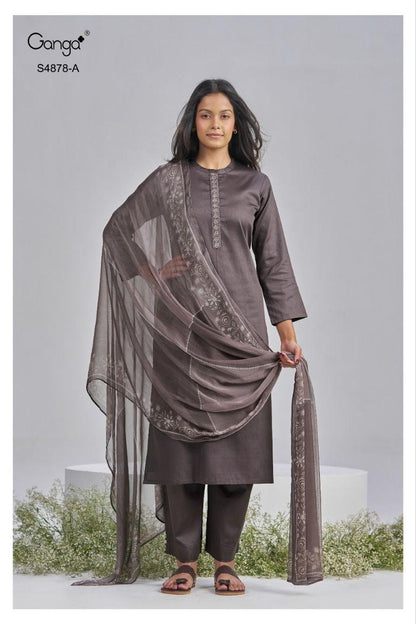 Gamini S4878 Ganga Cotton Satin Pant Style Suits Wholesaler