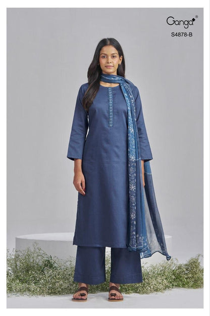 Gamini S4878 Ganga Cotton Satin Pant Style Suits Wholesaler