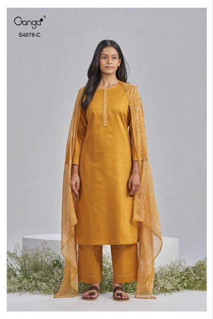 Gamini S4878 Ganga Cotton Satin Pant Style Suits Wholesaler