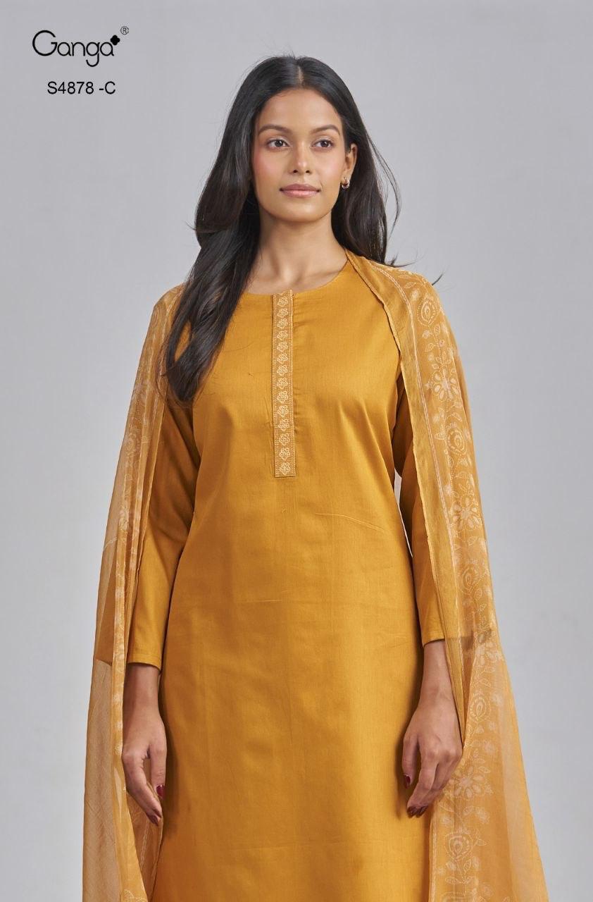 Gamini S4878 Ganga Cotton Satin Pant Style Suits Wholesaler