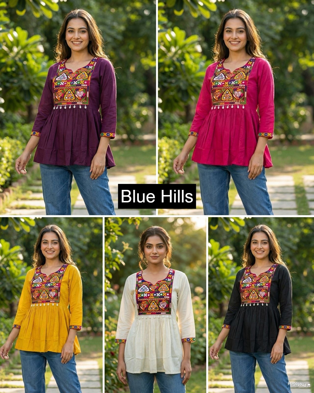 Gamthi Blue Hills Heavy Rayon Fancy Tops Wholesaler Ahmedabad