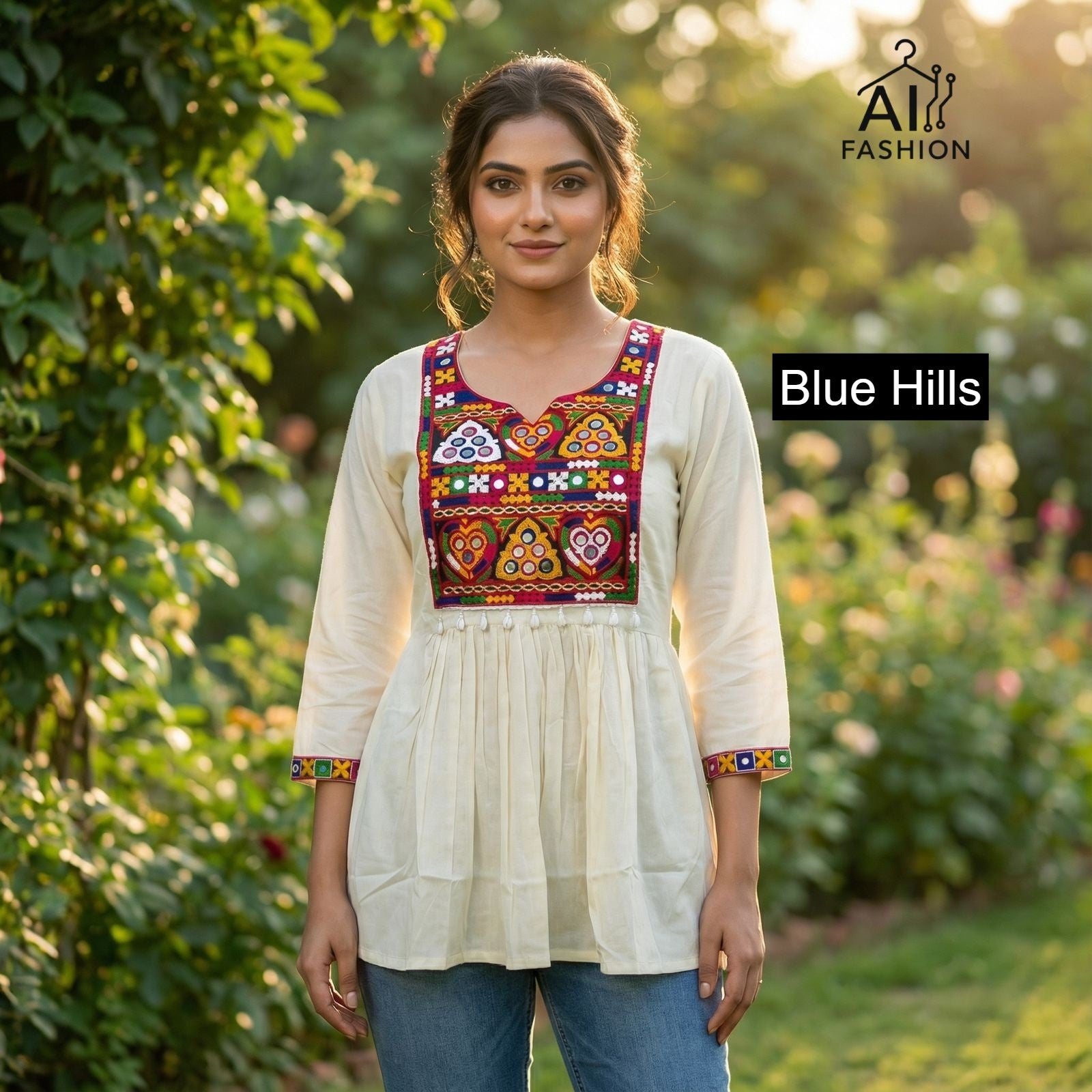 Gamthi Blue Hills Heavy Rayon Fancy Tops Wholesaler Ahmedabad
