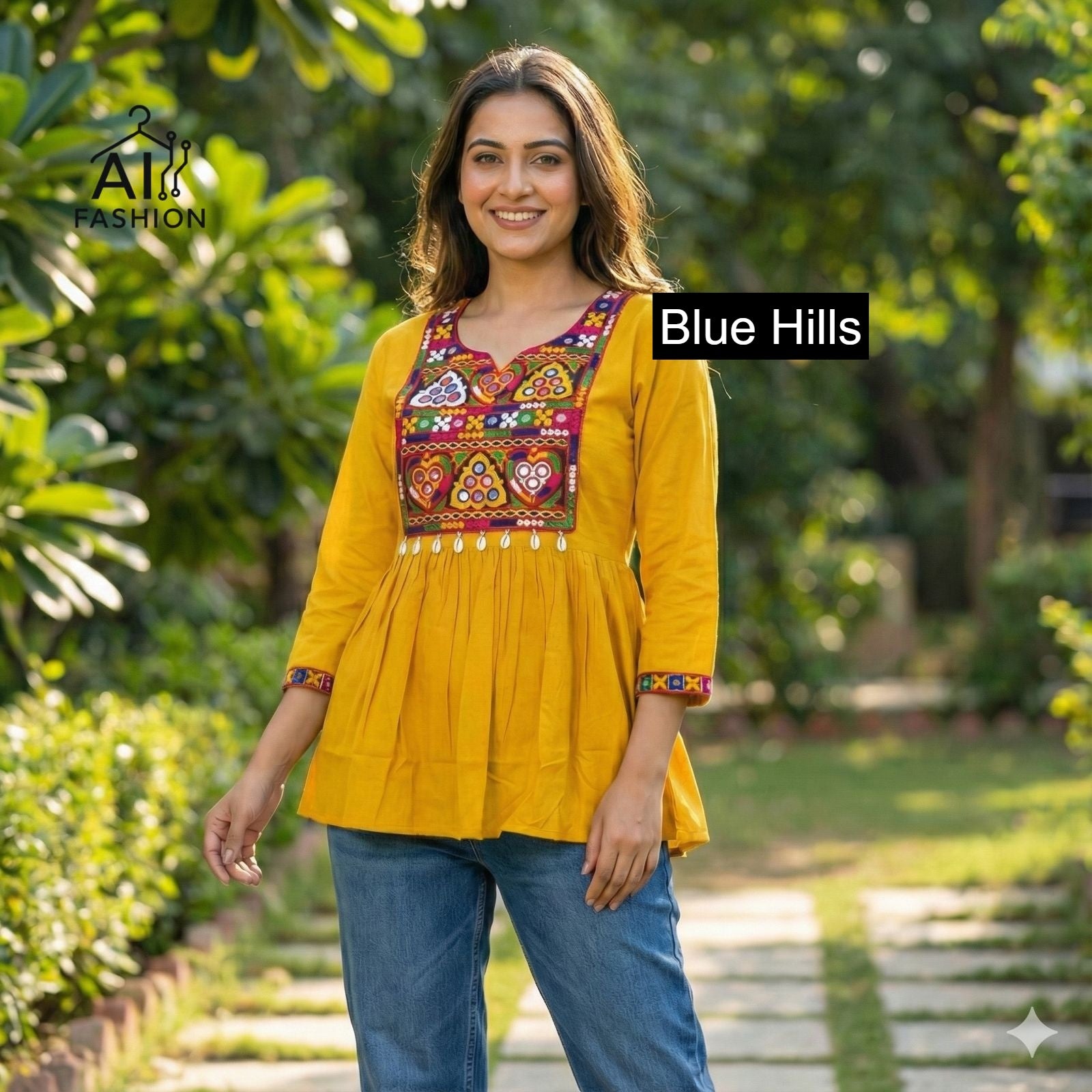 Gamthi Blue Hills Heavy Rayon Fancy Tops Wholesaler Ahmedabad