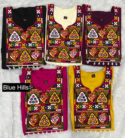 Gamthi Blue Hills Heavy Rayon Fancy Tops Wholesaler Ahmedabad