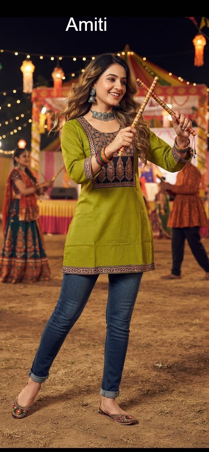 Gamthi Style 0109 Amiti Dhabu Cotton Short Kurtis Supplier India