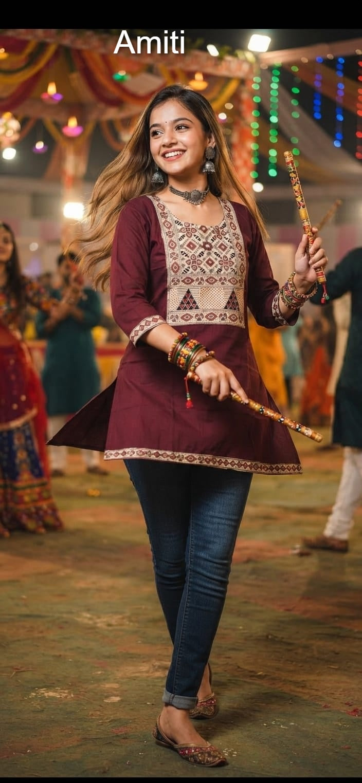 Gamthi Style 0109 Amiti Dhabu Cotton Short Kurtis Supplier India