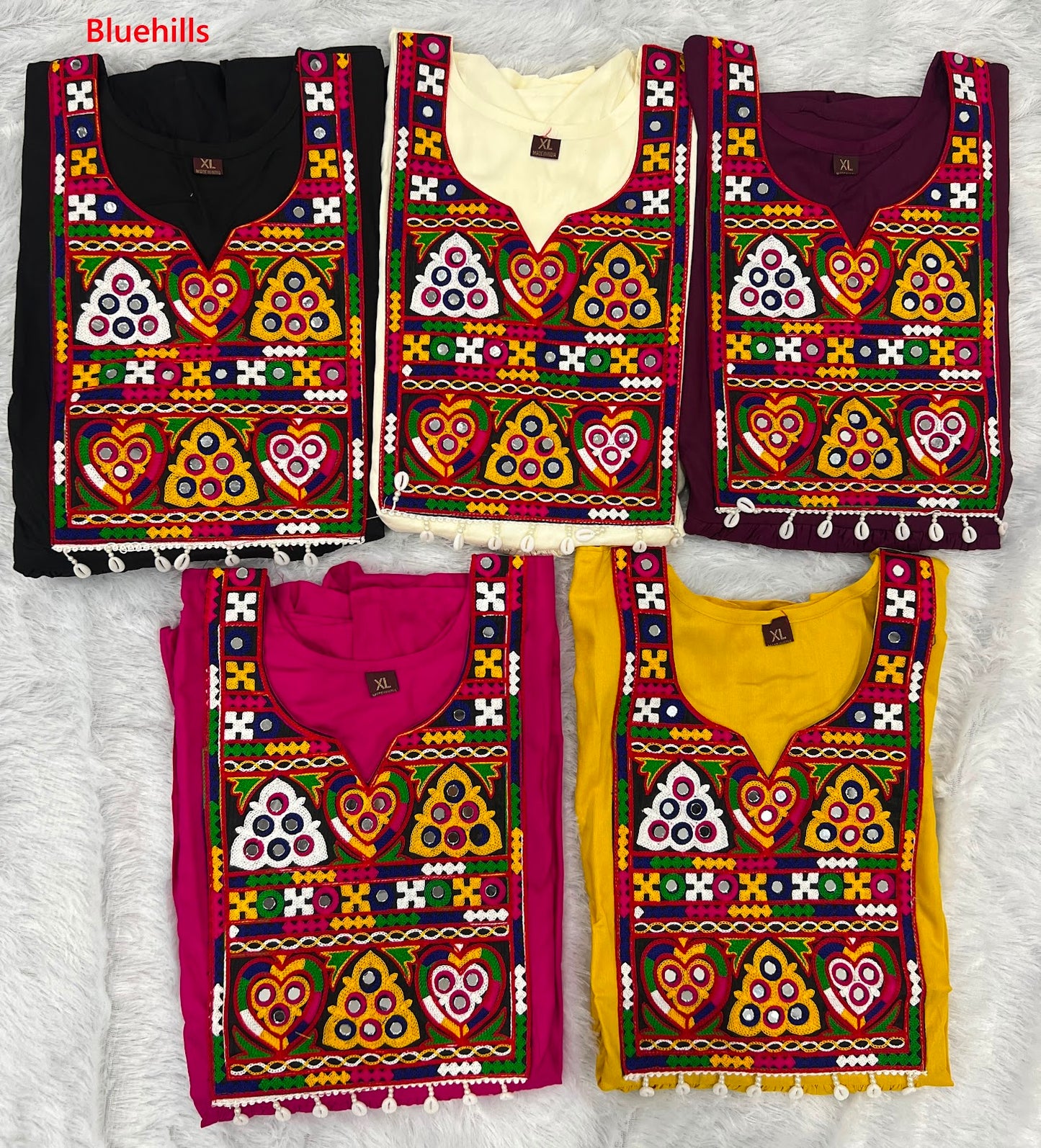 Gamthi Utsav Flair Bluehills Rayon Designer Long Top Exporter Ahmedabad