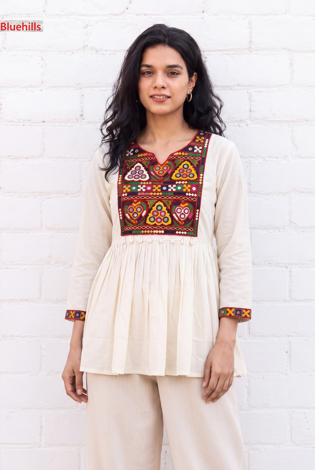Gamthi Utsav Flair Bluehills Rayon Designer Long Top Exporter Ahmedabad
