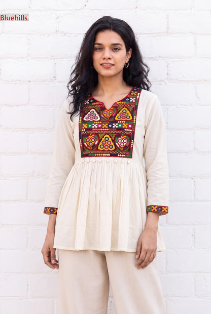 Gamthi Utsav Flair Bluehills Rayon Designer Long Top Exporter Ahmedabad