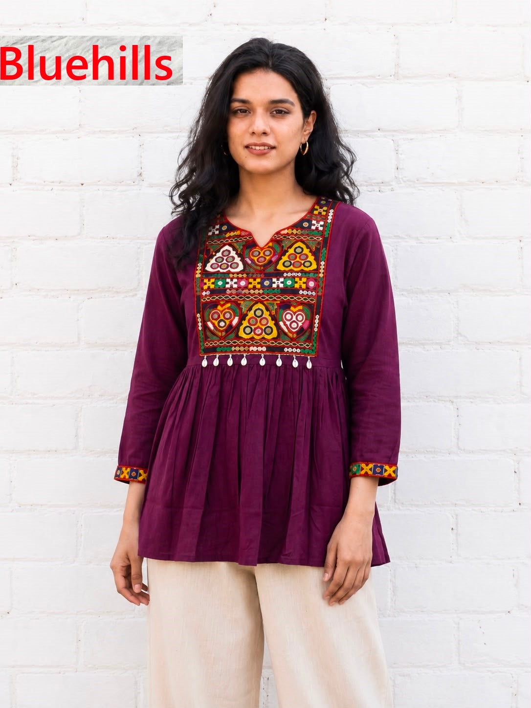 Gamthi Utsav Flair Bluehills Rayon Designer Long Top Exporter Ahmedabad
