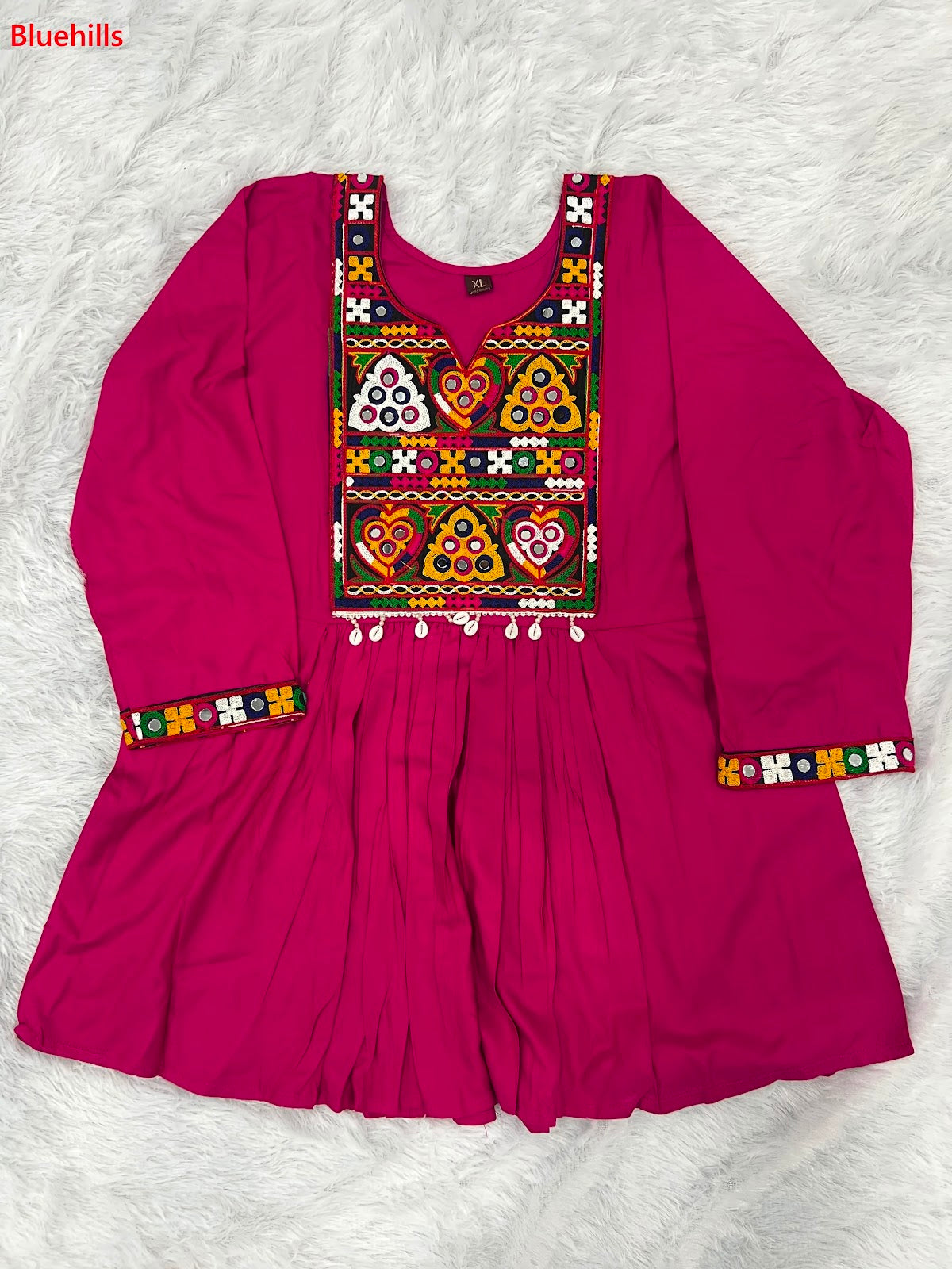 Gamthi Utsav Flair Bluehills Rayon Designer Long Top Exporter Ahmedabad
