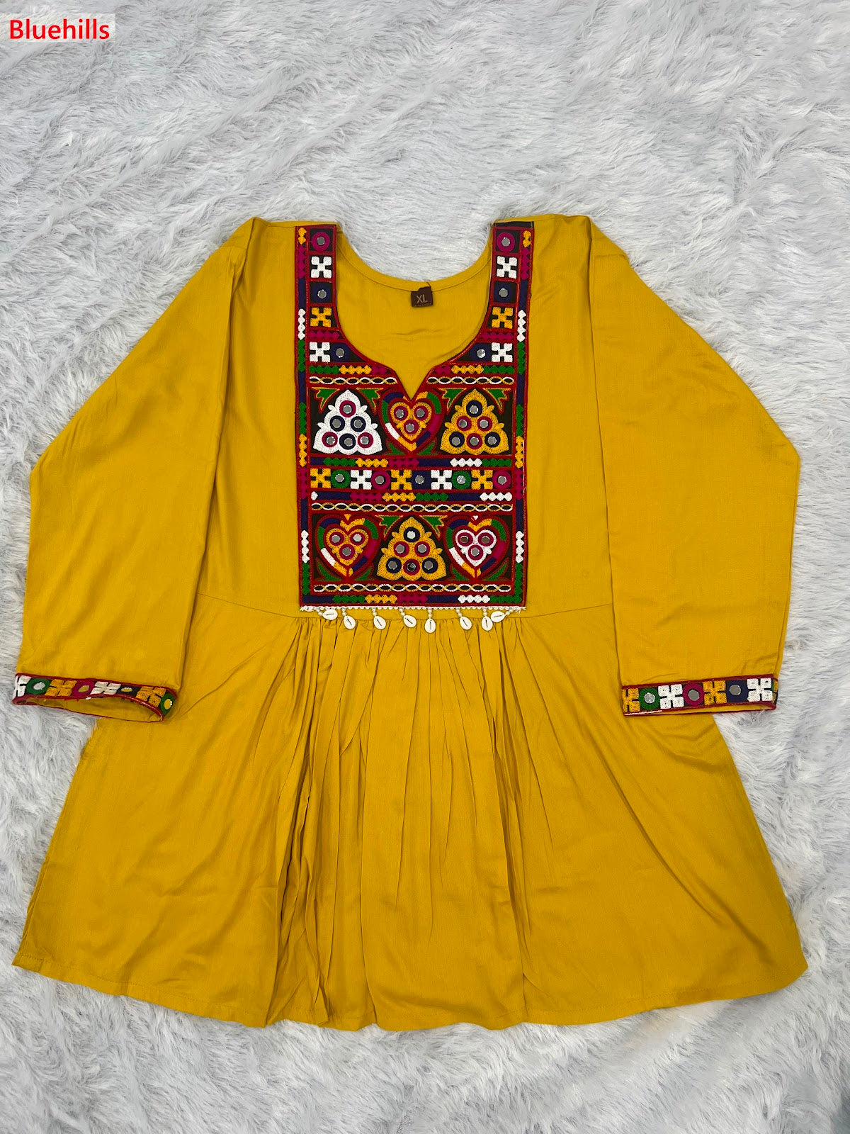 Gamthi Utsav Flair Bluehills Rayon Designer Long Top Exporter Ahmedabad