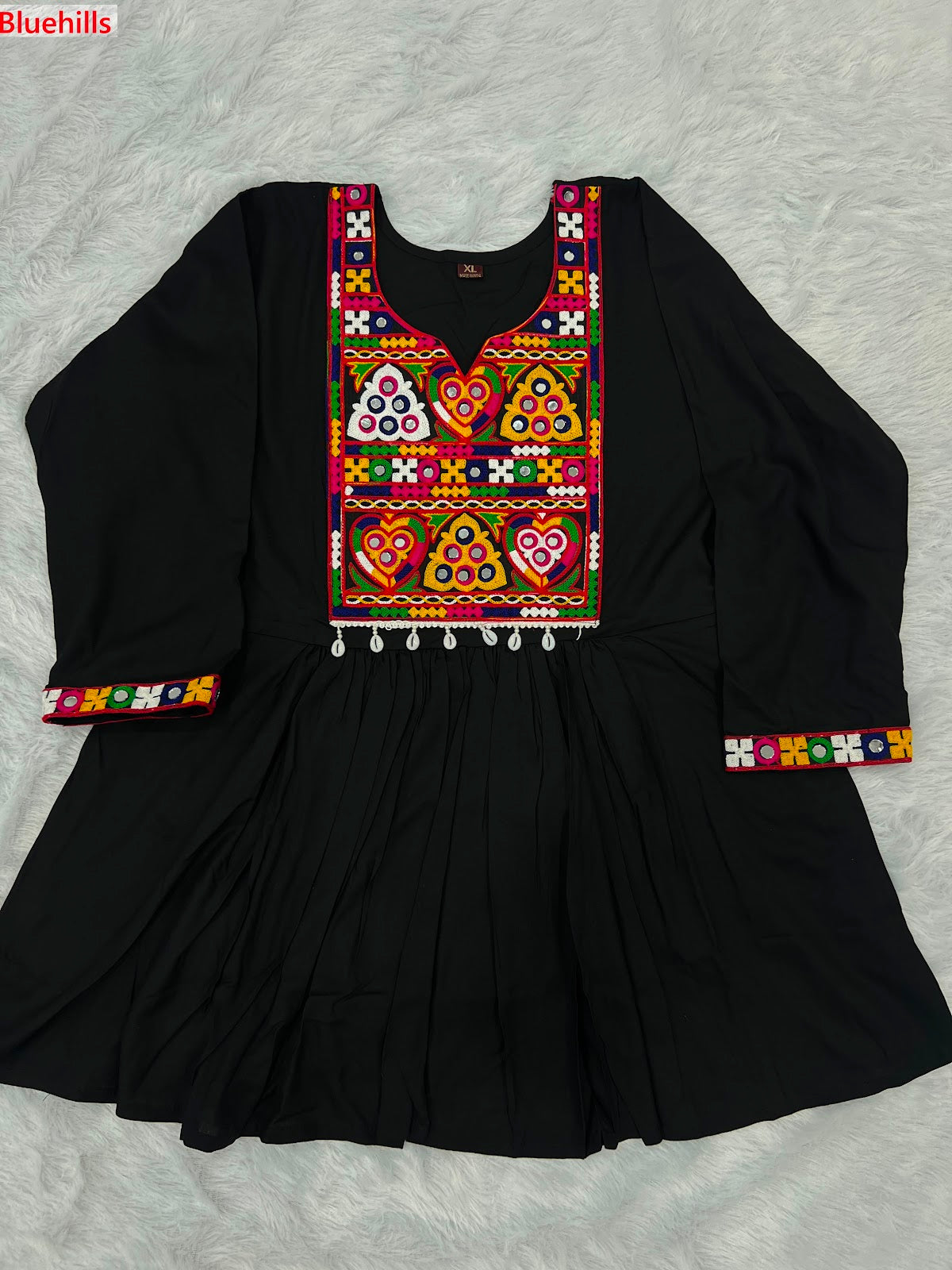 Gamthi Utsav Flair Bluehills Rayon Designer Long Top Exporter Ahmedabad