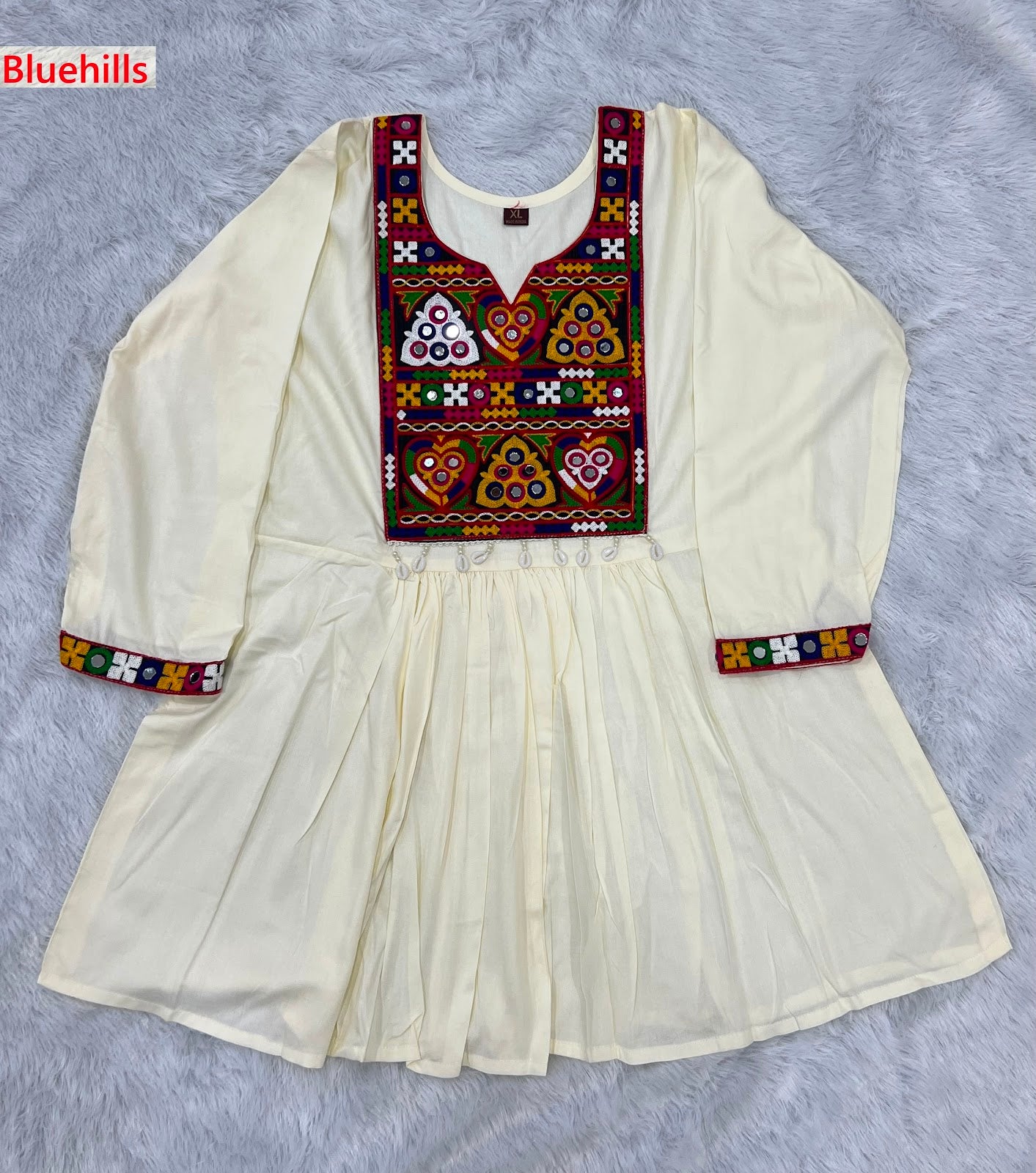 Gamthi Utsav Flair Bluehills Rayon Designer Long Top Exporter Ahmedabad