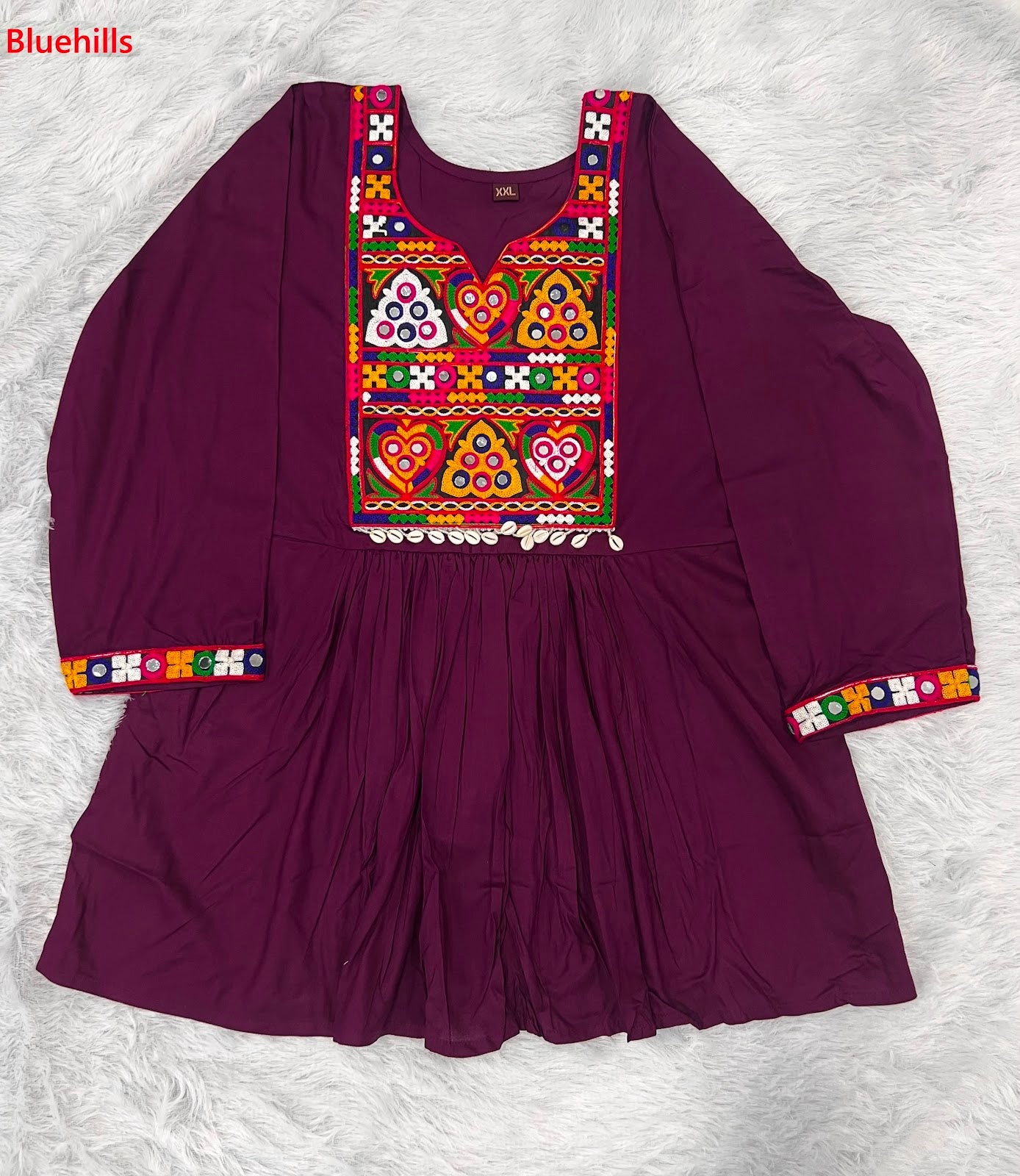 Gamthi Utsav Flair Bluehills Rayon Designer Long Top Exporter Ahmedabad