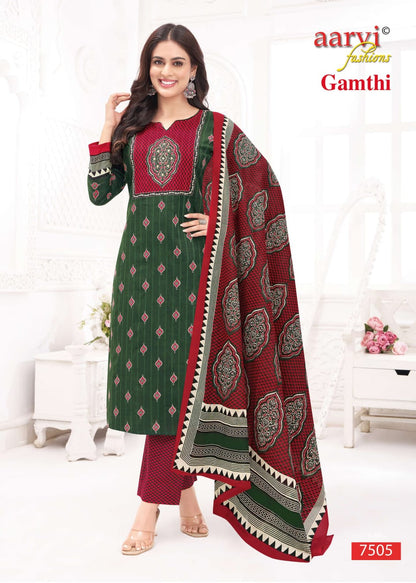 Gamthi Vol 10 Aarvi Fashions Readymade Cotton Pant Suits Supplier India