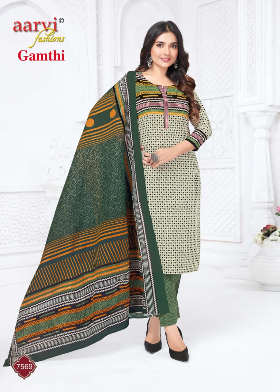 Gamthi Vol 12 Aarvi Fashions Readymade Cotton Pant Suits Exporter