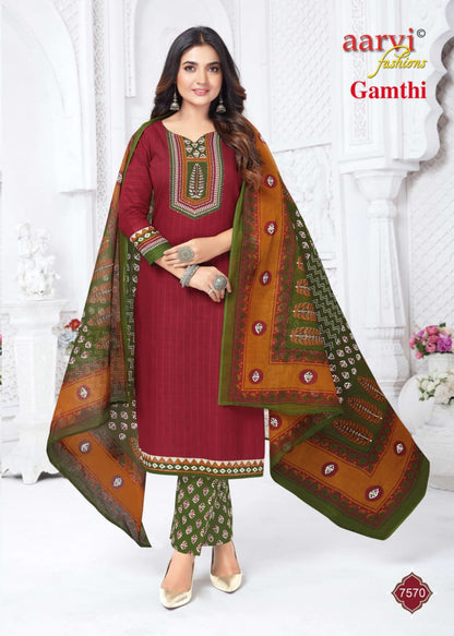 Gamthi Vol 12 Aarvi Fashions Readymade Cotton Pant Suits Exporter