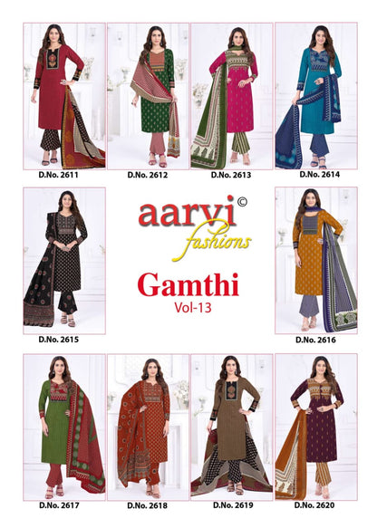 Gamthi Vol 13 Aarvi Fashions Readymade Cotton Pant Suits Exporter India