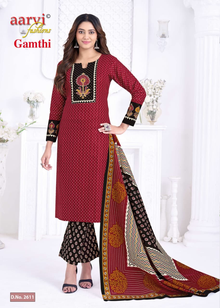 Gamthi Vol 13 Aarvi Fashions Readymade Cotton Pant Suits Exporter India