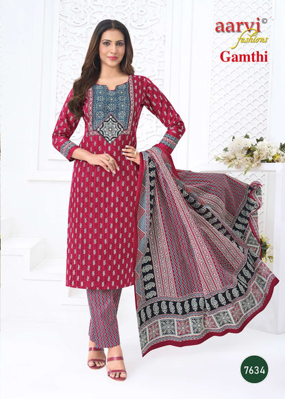 Gamthi Vol 14 Aarvi Fashions Readymade Cotton Pant Suits Wholesale Price