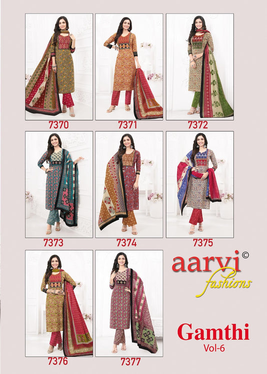 Gamthi Vol 6 Aarvi Fashions Cotton Readymade Pant Style Suits Wholesaler India