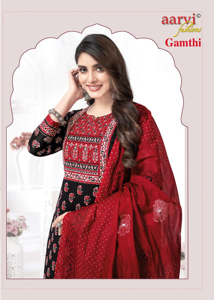 Gamthi Vol 7 Aarvi Fashions Readymade Cotton Pant Suits Exporter Ahmedabad