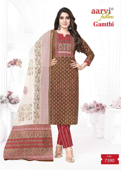 Gamthi Vol 7 Aarvi Fashions Readymade Cotton Pant Suits Exporter Ahmedabad