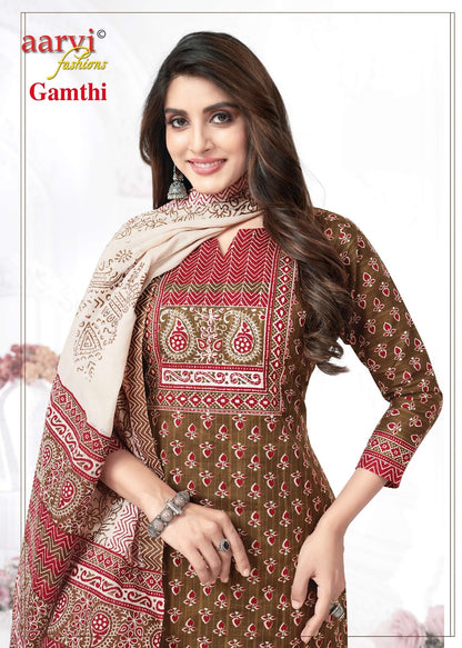 Gamthi Vol 7 Aarvi Fashions Readymade Cotton Pant Suits Exporter Ahmedabad