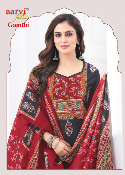 Gamthi Vol 8 Aarvi Fashions Readymade Cotton Pant Suits Wholesale Price