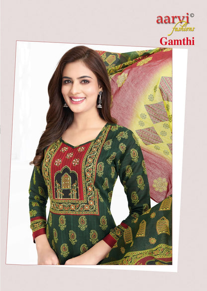 Gamthi Vol 9 Aarvi Fashions Readymade Cotton Pant Suits Supplier Gujarat