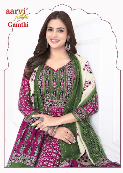 Gamthi Vol 9 Aarvi Fashions Readymade Cotton Pant Suits Supplier Gujarat